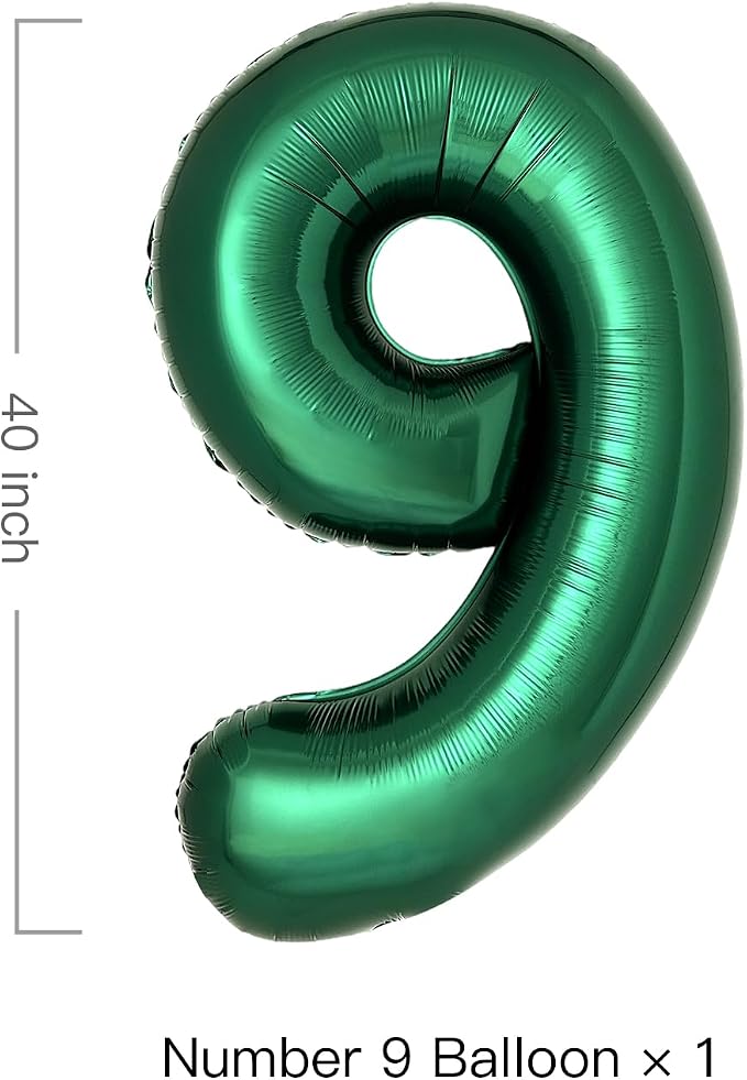 Dark Green Number 9 Balloons Large Emerald Green Number Balloons 40 Inch Jungle - Image 2