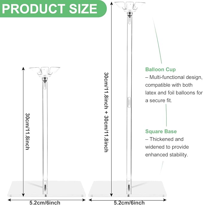4 Pack Clear Acrylic Balloon Stands - Image 2