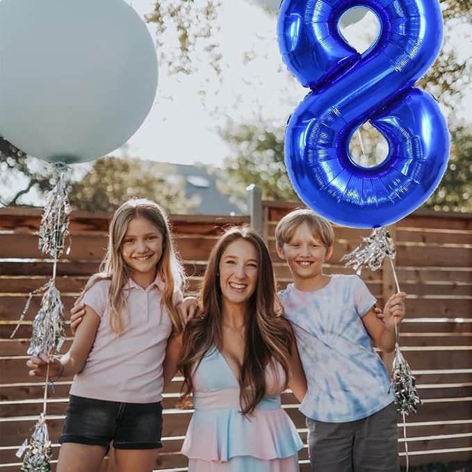 TONIFUL 40 Inch Navy Blue Number 8 Balloons Large Foil 8th Birthday Decor | - Image 5