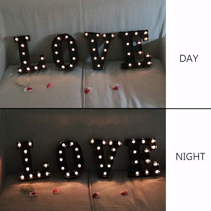 OYCBUZO Light Up Black Alphabet Marquee Letters Sign LED Marquee Number Lights Sign for Night Light Home Bar Christmas Lamp Birthday Party Wedding Decoration L