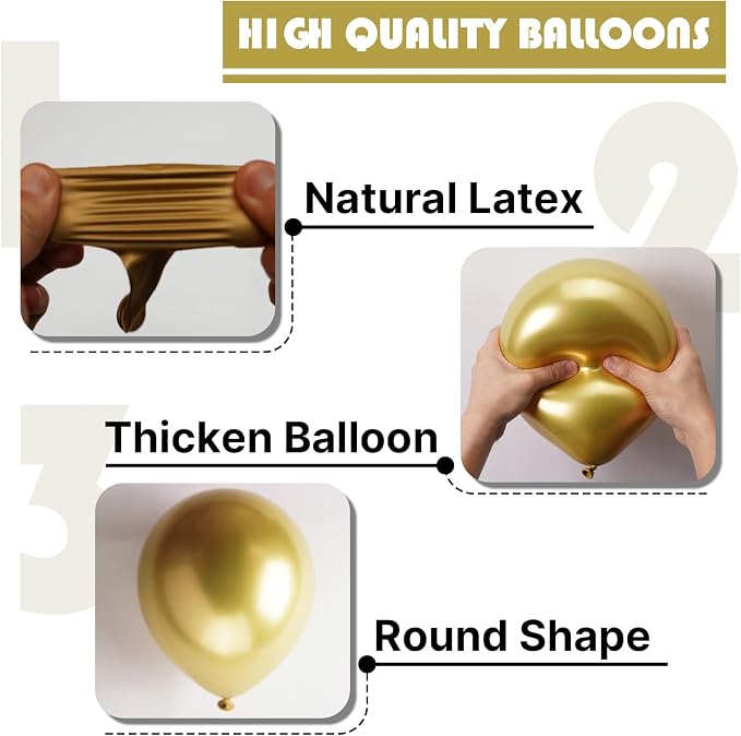 PartyWoo Metallic Gold Balloons 50pcs Chrome Gold Color 5 Inch | Balloons - Image 6