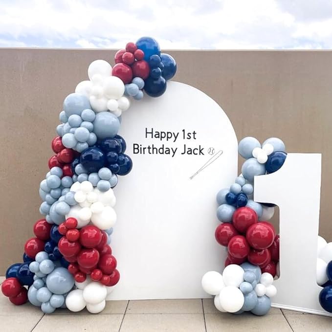 Red Blue White Balloons, 12Inch 60Pcs Retro Navy Blue Matte Red and White - Image 4