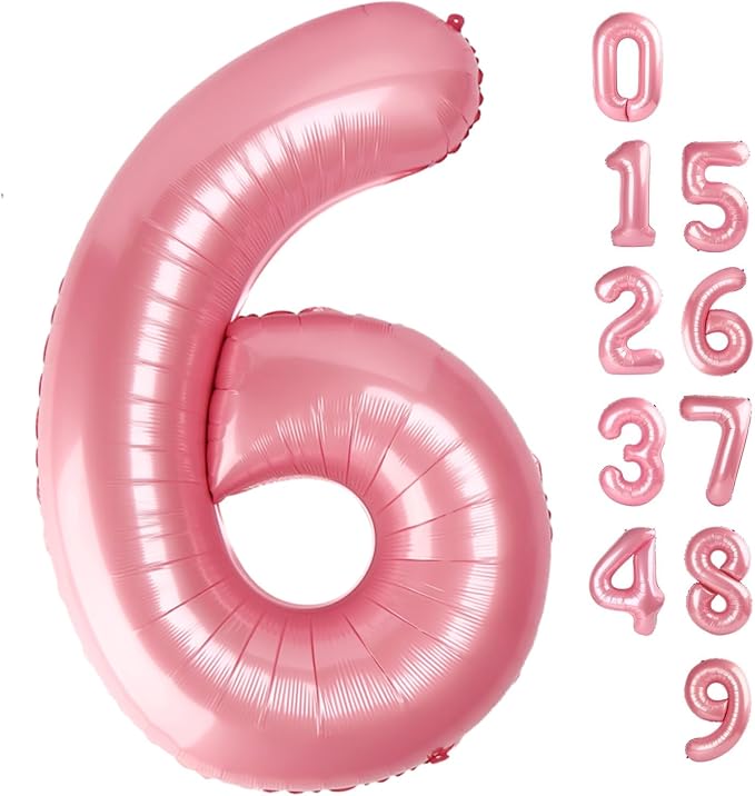 Number 6 Balloons 40 Inch for 6 16 Birthday Party Decorations, Pastel Pink | by Mluchee