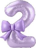 40 Inch Number 2 Balloon with Bow, Coquette Aesthetic Foil Balloon by Unknown