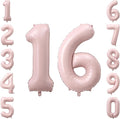 Blush Pink Number 16 Balloon 40 Inch, Foil Digits Theme Party Supplies | Matte by Unknown