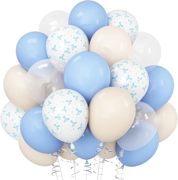 Pastel Blue Bow Balloons Light Pale Blue and White Sand Balloon 12inch Beige by Paeyeq