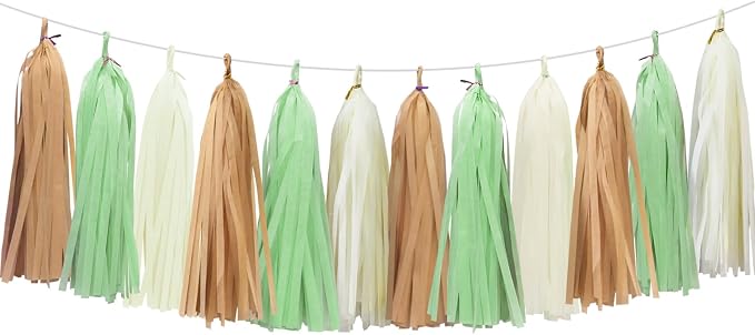 Gold Ivory Pale Green Tassel Garland by Aonor