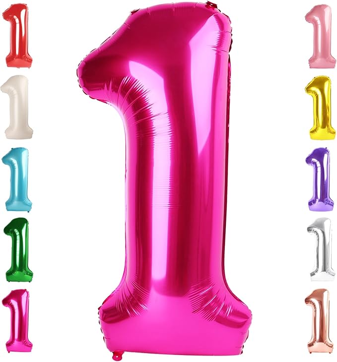 1 Balloon Numbers Birthday Decorations, 40In Hot Pink Balloons by Mluchee