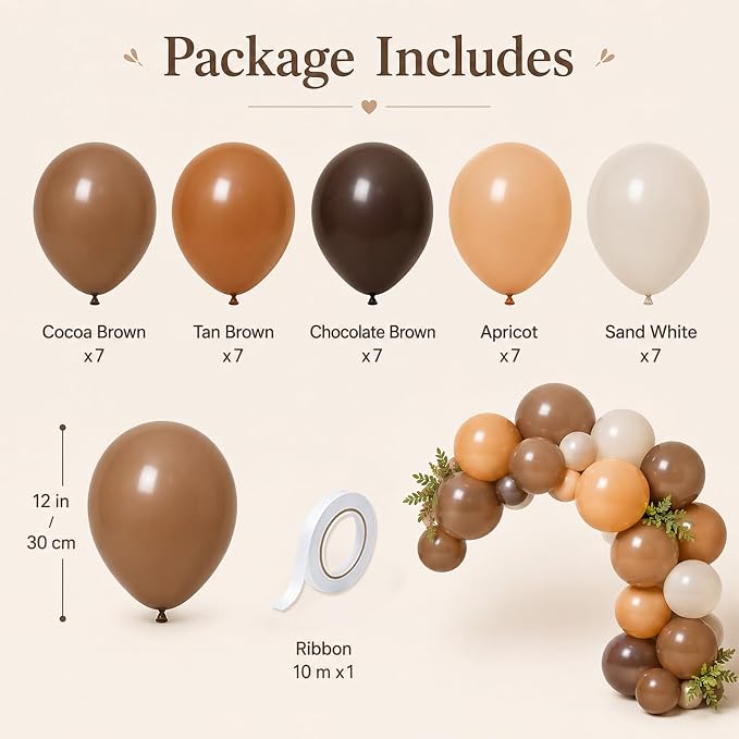 Brown Balloons Set Retro Coffee Khaki Brown Cream Balloons Neutral Mocha Cocoa - Image 3