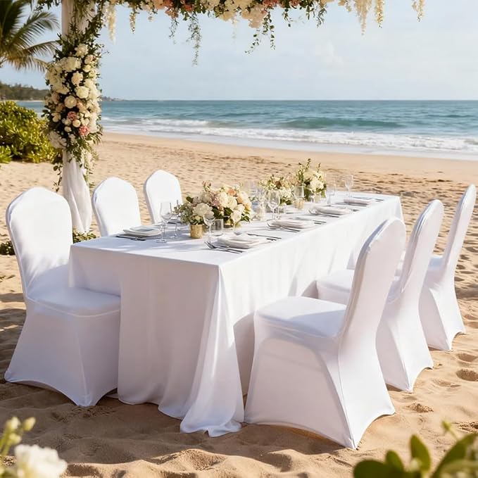 50 PCS White Washable and Removable Universal Wedding Banquet Chair Covers - Image 7