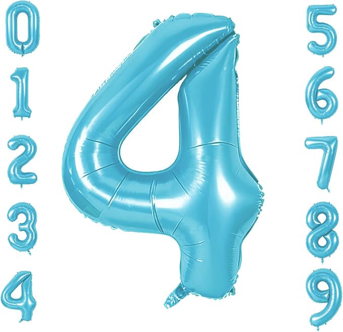 Number 4 Balloons for 4th Birthday Party Decorations, 0-100 Large No.4 Balloons by Joycard
