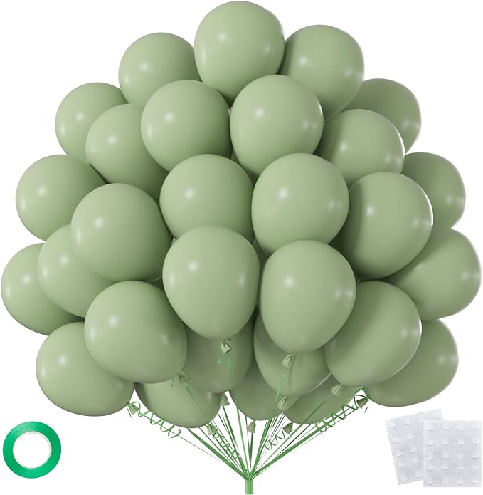 50pcs Sage Green Balloons, 12inch Matte Boho Green Balloons | Balloons by ZizasAry