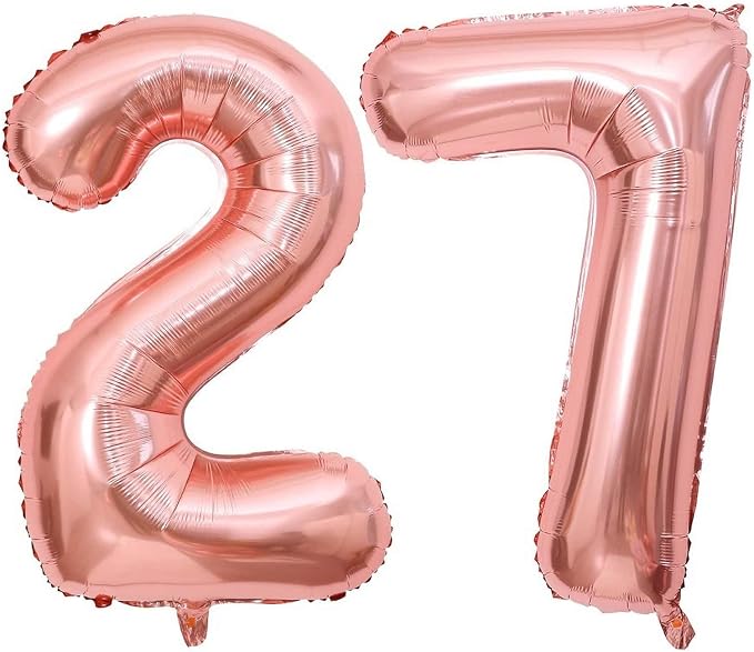 40 Inch Rose Gold 27 Balloons Giant Number 27 Balloons Rose Gold 27 Birthday by LHOAVWE