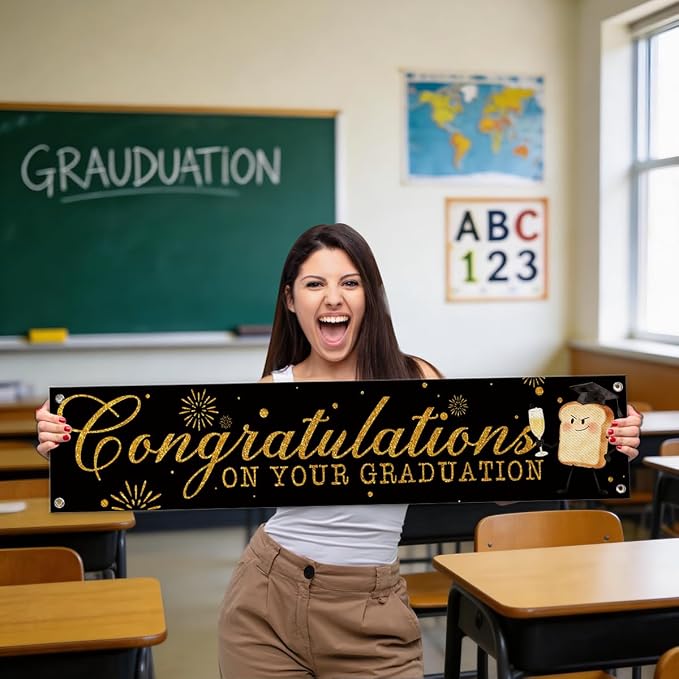 Graduation Party Banner Decor, Congratulations on Your Graduation Hanging Sign - Image 5
