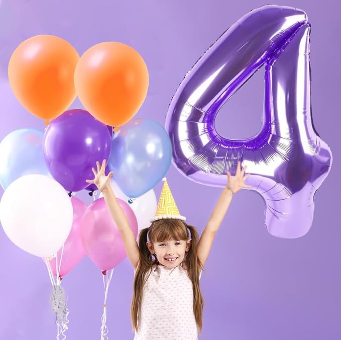 Purple Number Balloons, 40 Inch Purple Balloon 4.4 Helium Balloon 4th Birthday - Image 4