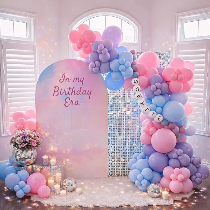 Pastel In My Birthday Era Balloon Arch Garland Kit Pink Blue Purple Balloons - Image 3