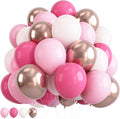 Pink Balloons Set, 12inch Retro Pastel Hot Light Pink Rose Gold White Latex by Paeyeq
