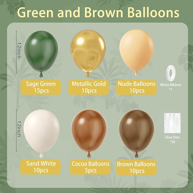 BAUANOOY Green and Brown Balloons - Image 2