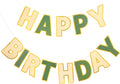 Pre-Strung Happy Birthday Banner Brown Green Party Decorations | adjustable cord by LITAUS
