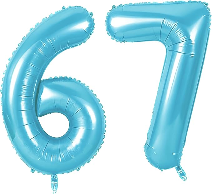 Number 67 Balloons for 67th Birthday Party Decorations, 0-100 Large No.67 by Joycard
