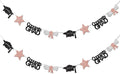 Black and Rose Gold Congrats Grad Banner Graduation Decorations Class of 2026 by Vofrise