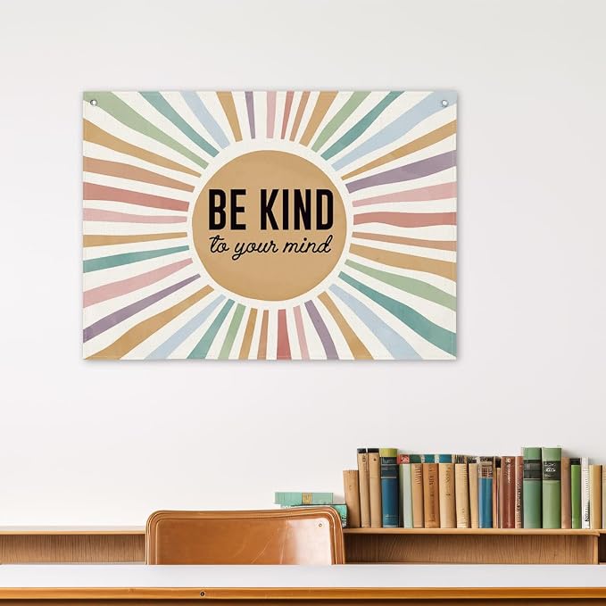Inspirational Canvas Poster, Be Kind to Your Mind Banner, Mental Health Wall Art - Image 4