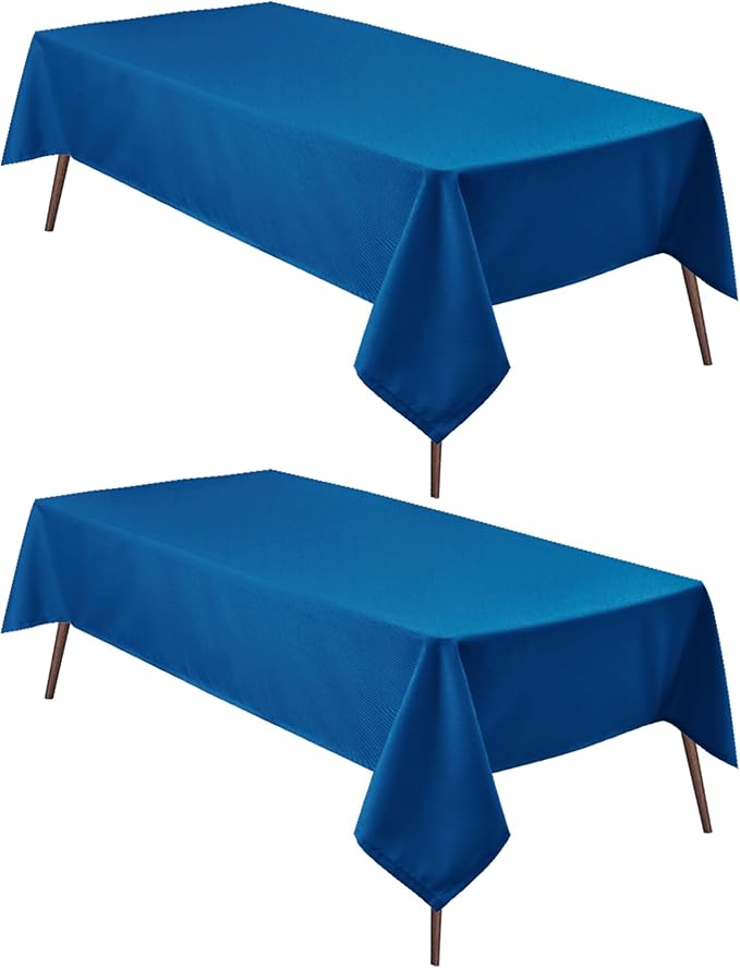 Hiasan 2 Pieces Royal Blue Tablecloth Rectangle - Waterproof and Washable Fabric Table Cloth for Card Tables, 52 x 70 Inch