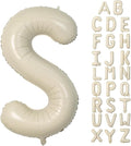 Cream S Letter Balloons, 40 Inch Letter S Balloon Beige, Helium Custom Letter by Dagelar