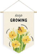 Plant Flower Classroom Decor, Keep Growing Motivational Linen Canvas Banner by Unknown
