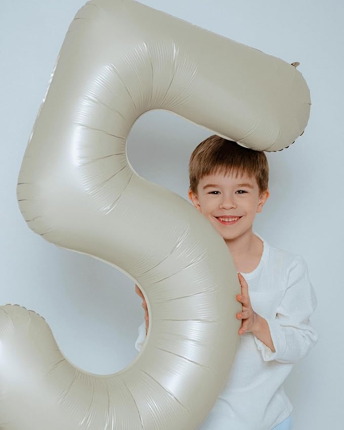 3 Balloon - Cream Birthday Number Balloons, 40 Inch Decorations Men Women | - Image 9