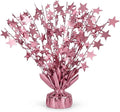 PMU Bursting Star Metallic Foil Spray Centerpiece- Baby Pink Balloon Weights by PMU