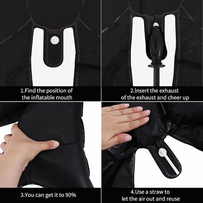 Vuzvuv Black Happy Birthday Balloons, 38 Inches Huge Bow Aluminum Foil Balloons - Image 3