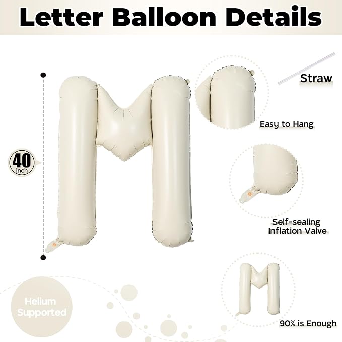 40 Inch Beige Mom Balloons for Mothers Day Decorations, Large Cream Mother's - Image 2