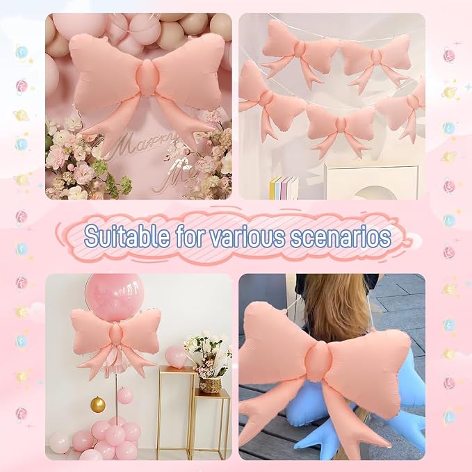 4pcs Jumbo Oversized Ribbon Balloons Coquette Bow Balloons Bow Party Coquette - Image 4