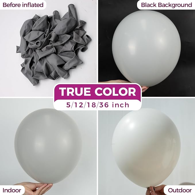 Bezente Gray Balloons Latex Party Balloons - Image 2