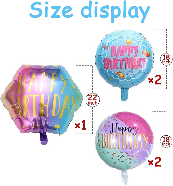 5 Pcs Colorful Happy Birthday Balloons Birthday Party Decorations | Hexagon - Image 2