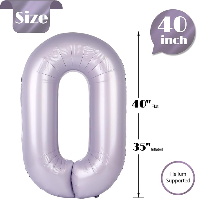 Lilac Number 0 Balloon 40 Inch - Image 5