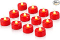 Raycare Red LED Tea Lights Battery Operated, 200+Hour Flickering Votive Candles,Realistic Fake Flameless Tea Lights for Wedding Party Halloween Thanksgiving Christmas Decorations, 24 Pack