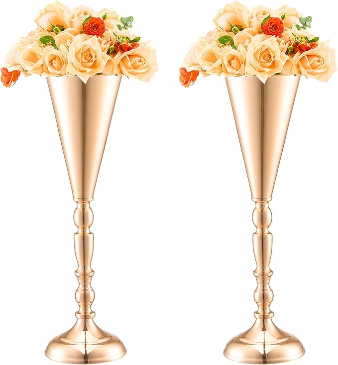 VEVOR 10PCS 43cm/16.9” Tall Wedding Flower Vase, Metal Wedding Trumpet by VEVOR