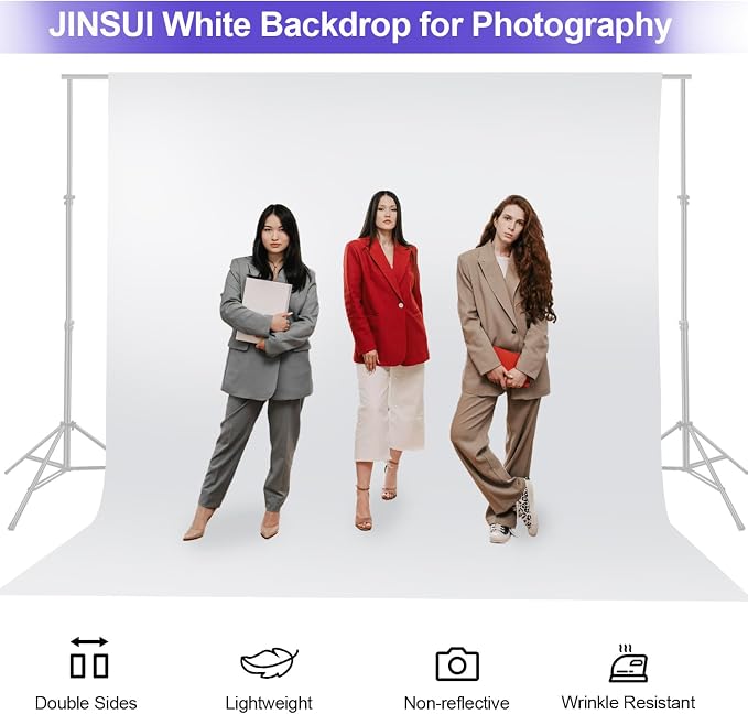 JINSUI White Backdrop Curtain for Photoshoot, Large Fabric 10x20 ft | Thick - Image 8