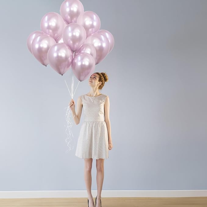 Jobkoo 60Pcs Metallic Pink Balloons 5Inch Shiny Chrome Light Pink Balloon Light - Image 7