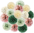 16pcs Dusty Rose Olive Sage Green Tissue Paper Pom Poms Flowers Sage Green by FETETIJD