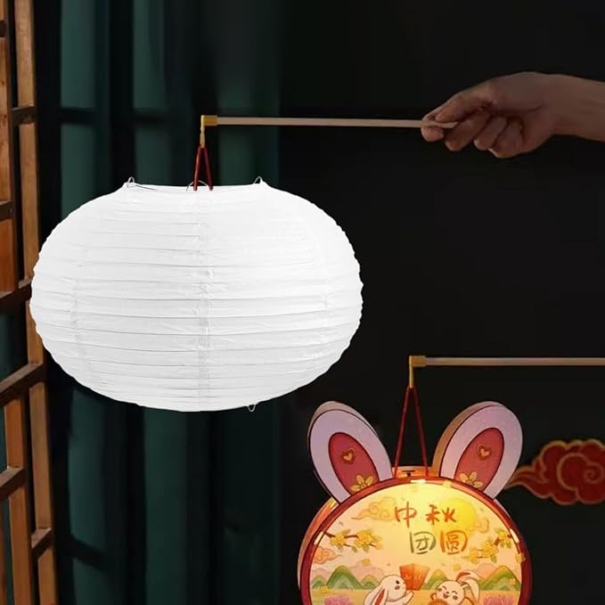 DOITOOL Round White Paper Lanterns 12 inch, Decorative Chinese/Japanese Hanging - Image 6
