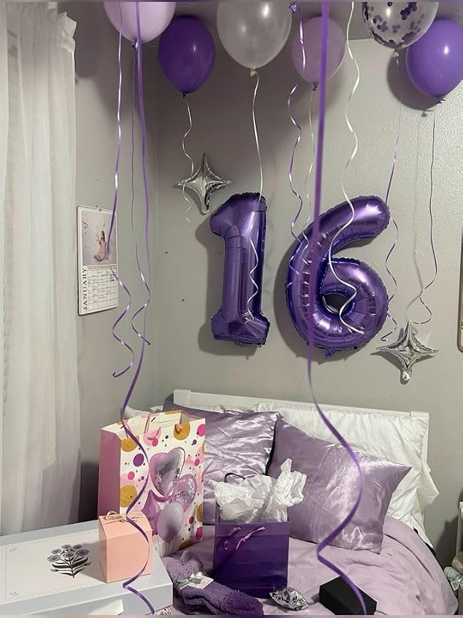 15 Balloon Number 40 Inch Purple Balloons - Image 4