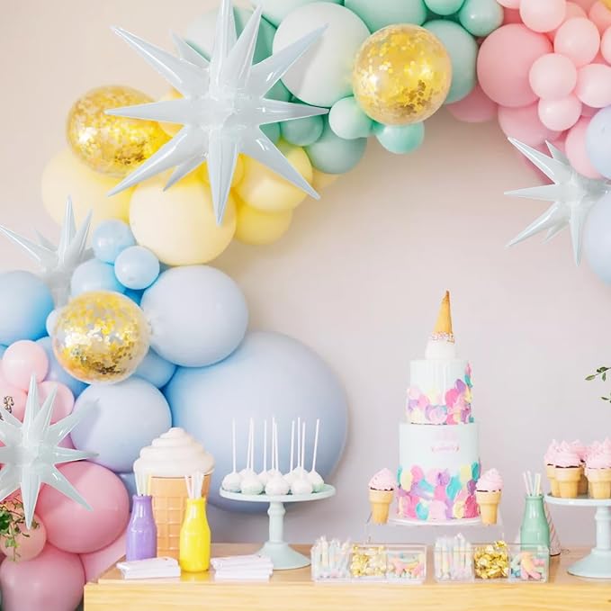 TONIFUL 4 Pcs Explosion Star Balloons White Foil Balloon Party Decorations | 22 - Image 6