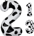 40 Inch Cow Print Number 2 Balloons, Birthday Party Aluminum Foil Balloon by AXBMM
