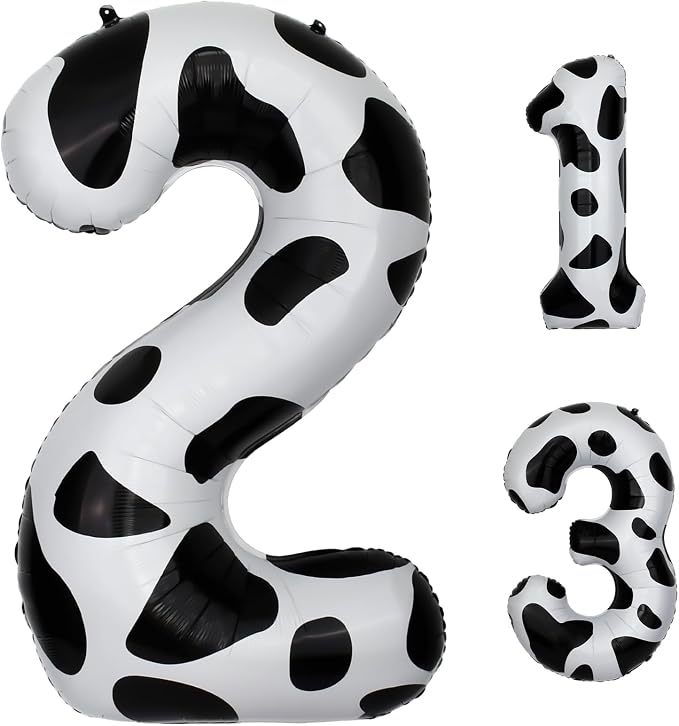 40 Inch Cow Print Number 2 Balloons, Birthday Party Aluminum Foil Balloon by AXBMM