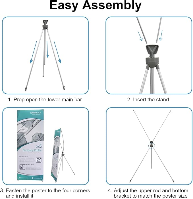 YOSE X Frame Banner Stand Fits Any Banner Adjustable Size 23"X63" to 32"X78" - Image 6