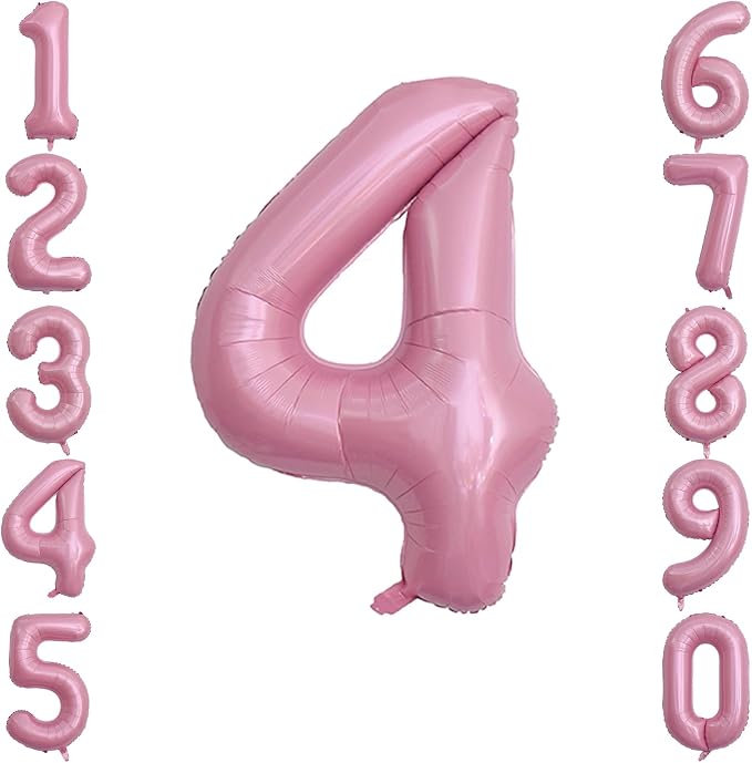 Pearlescent Pink Number 4 Balloon 40 Inch, Shiny Foil by Unknown