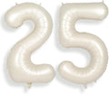 SUWEN 40 Inch Large Cream White 25 Balloon Numbers Big Foil Helium Number by SUWEN